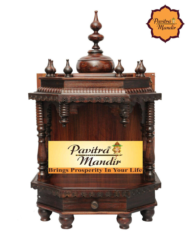 18" X 10" X 26" Sheesham Wood Temple (Panchkoni) - Color: Dark Brown