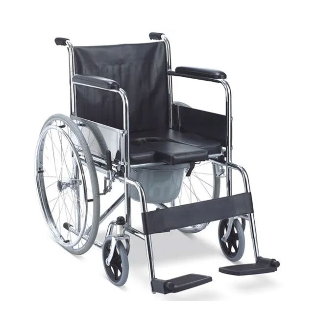 Rainbow 7 Commode Wheel Chair - Color: Black
