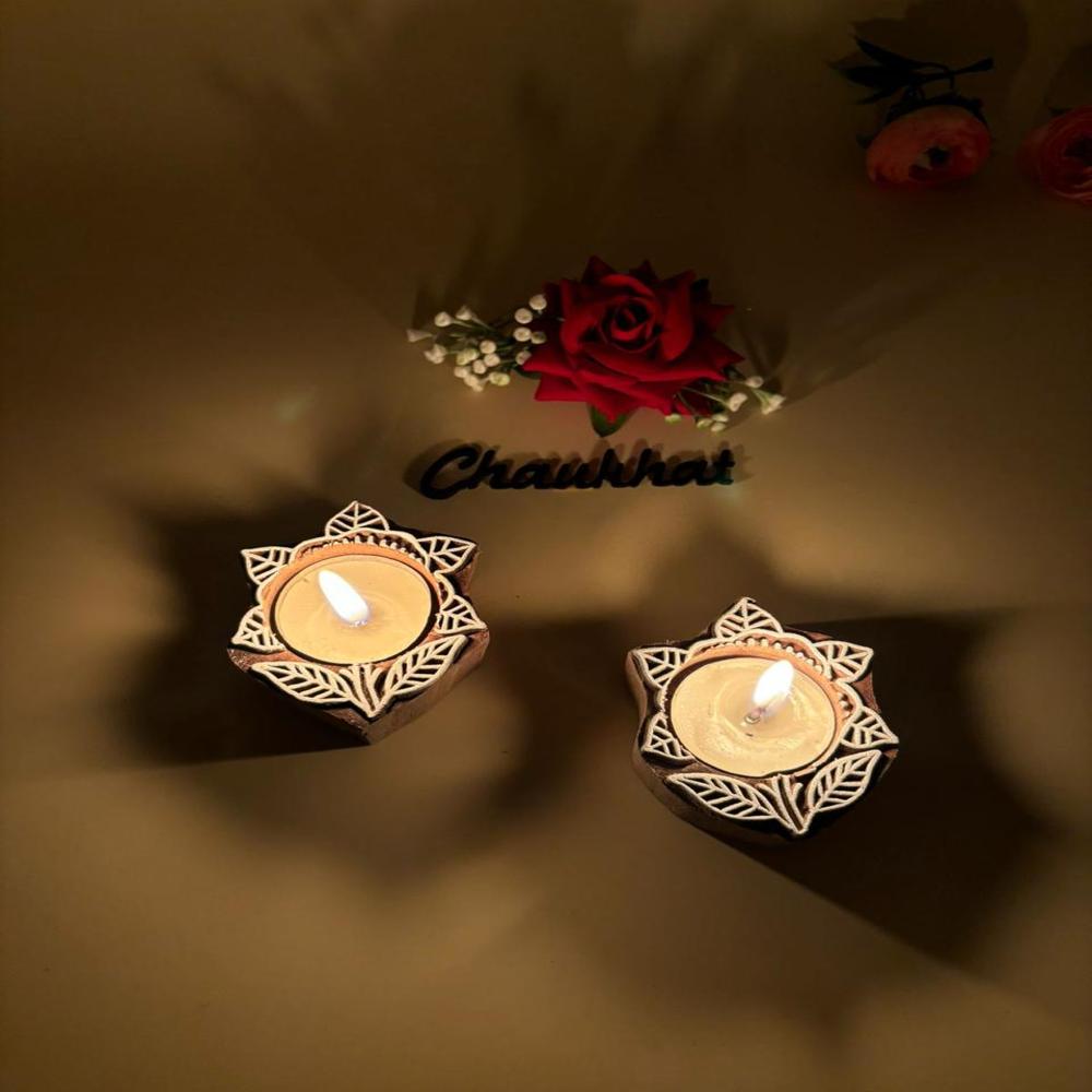 Wooden Tea Light Candle Holders - Color: Multicolor