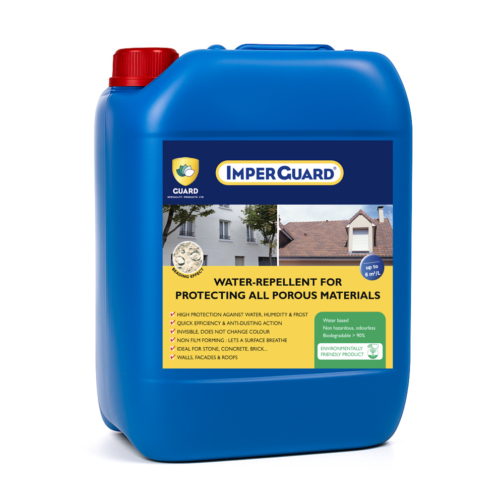 ImperGuard Waterproofing Chemical Sealer for Stone, Concrete, Brick  - Roof Wall Facade (Natural Look)