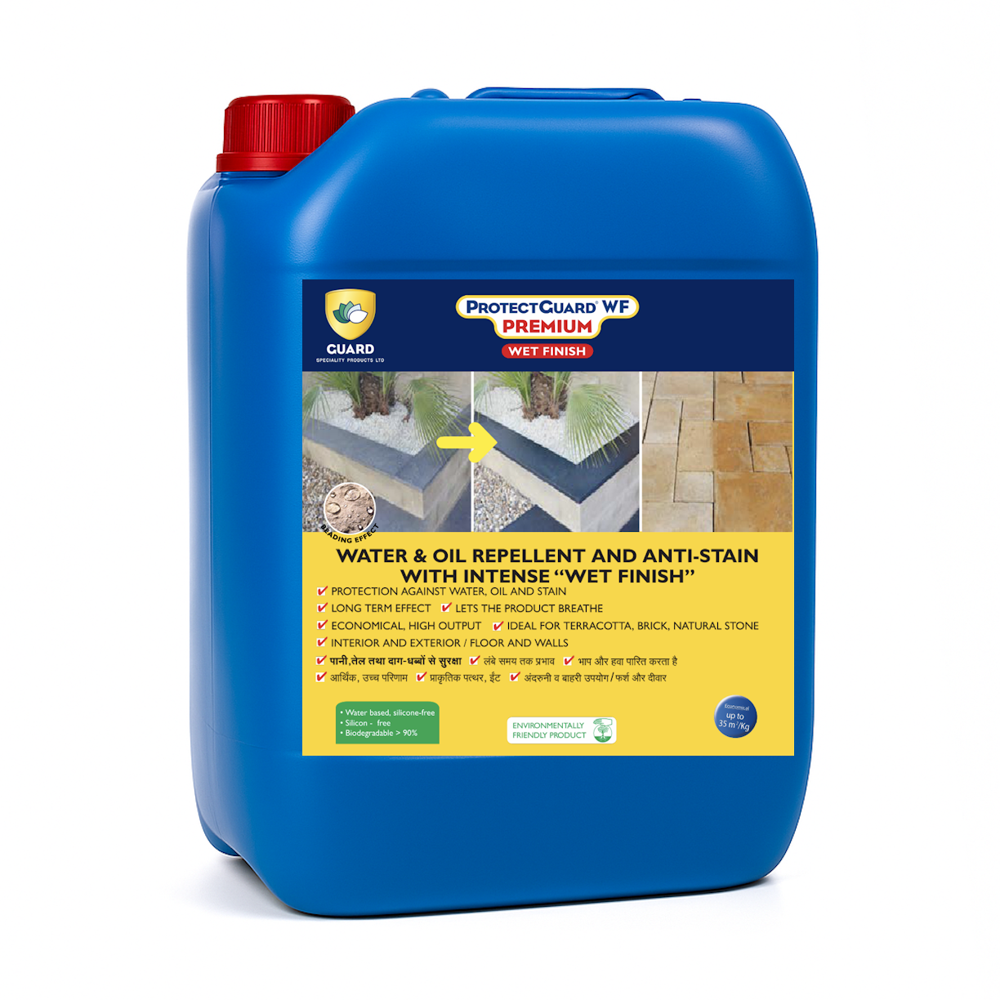 Protectguard Wf Wet Effect Sealer - Water Repellent Coating Oil Repellent - Natural Stone Sealer Marble Granite Concrete Brick Wood Enhanced Color - Grade: Industrial Grade