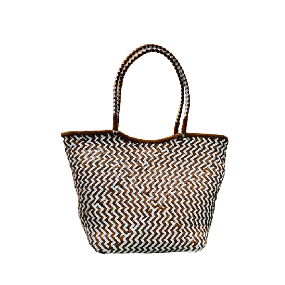 Women Shoulder Bag - Color: White And Brown