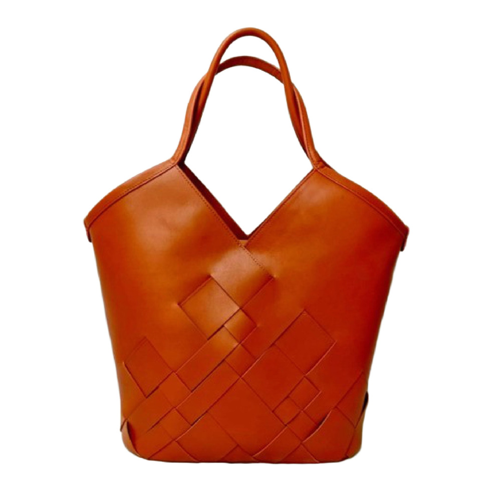 Polyester Tan Shopping Bag - Color: Brown