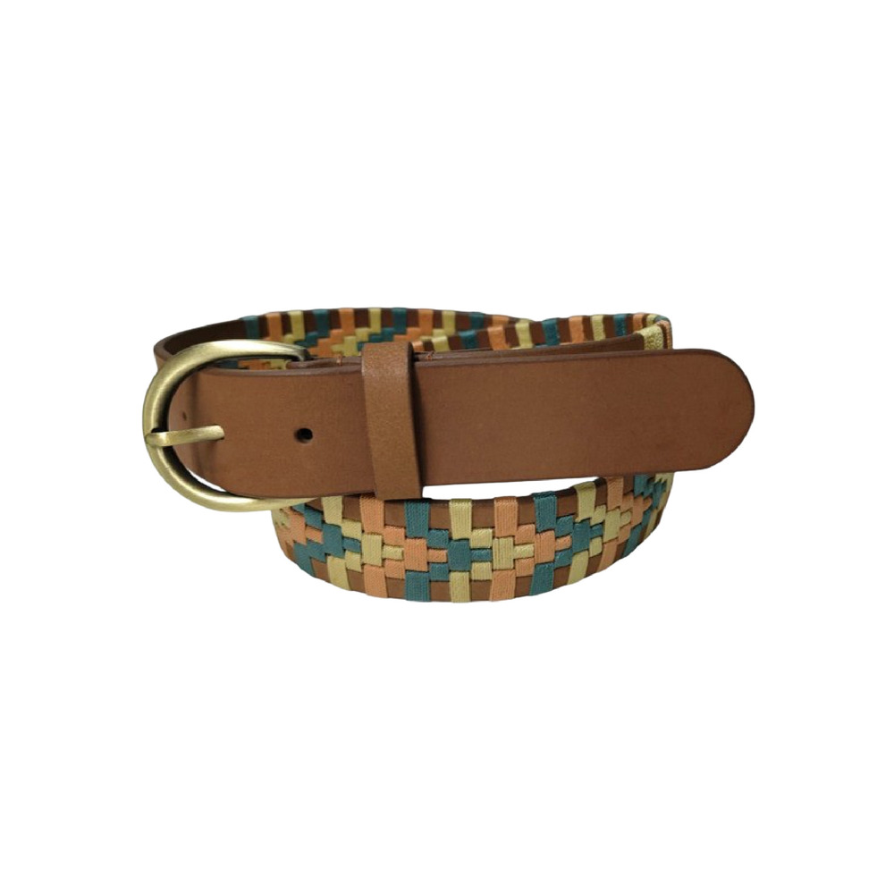Unisex Brown Printed Leather Belt - Buckle Material: Steel