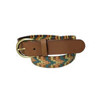 Unisex Brown Printed Leather Belt