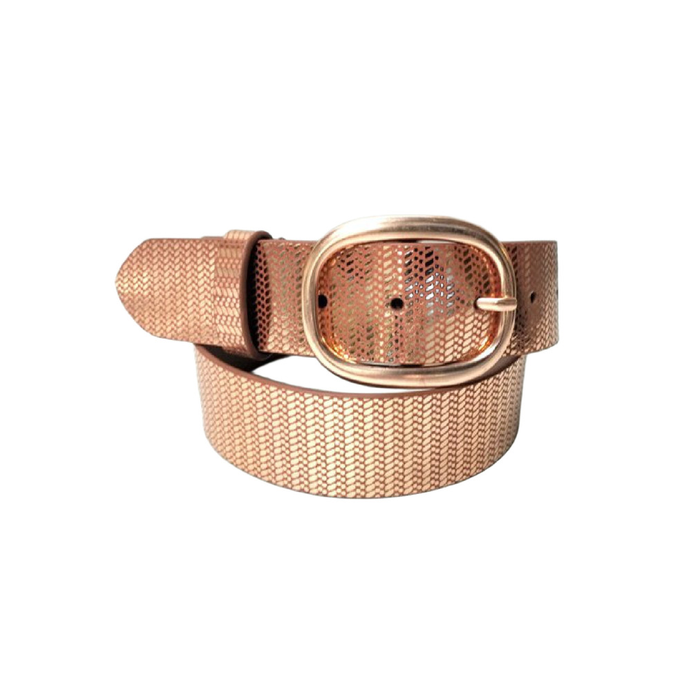 Women Metallic Adjustable Belt - Belt Material: Leather