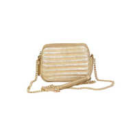 Quilted Metallic Sueder Bag - Color: Golden