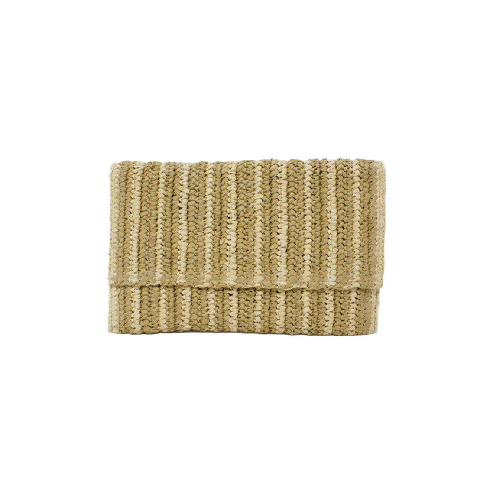 Natural Straw Flat Clutch - Design: Plain