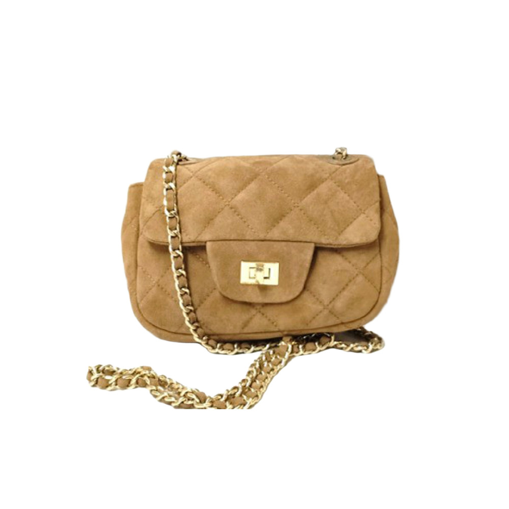 Trendy Mini Chain Crossbody Bag - Color: Tan
