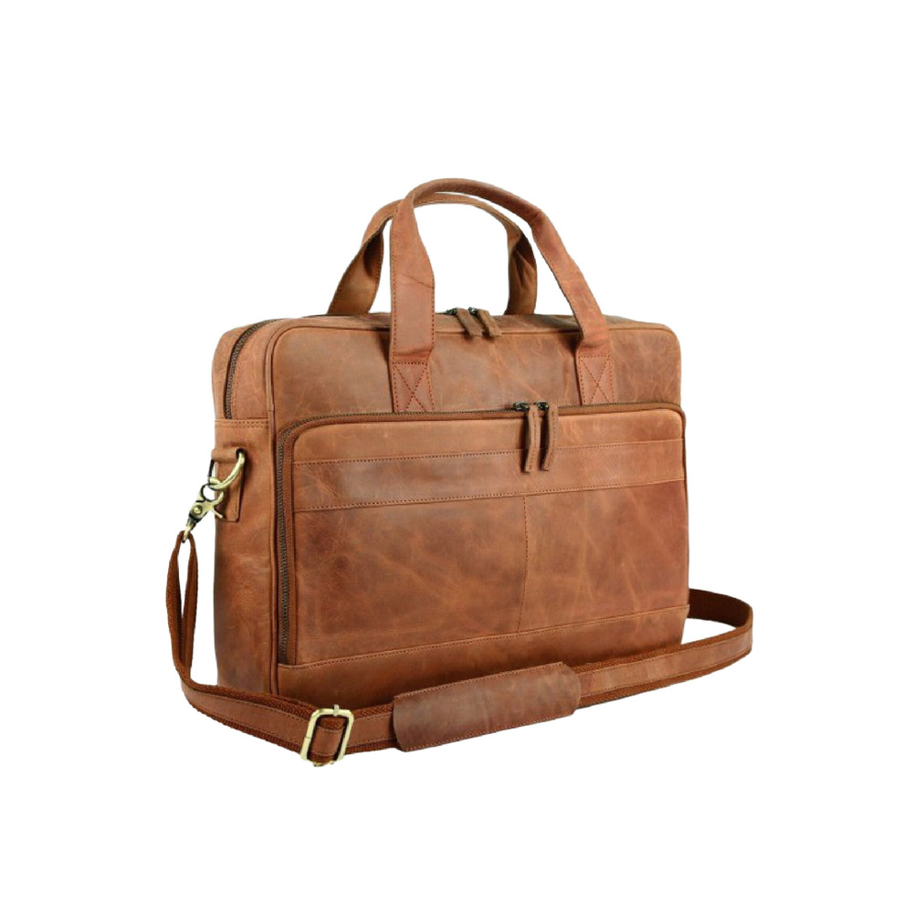 Pure Leather Laptop Bag - Color: Brown