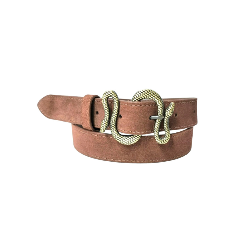 Men Snake Buckle Belt - Belt Material: Leather