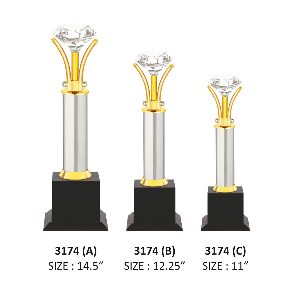 Metal Pole With Dimond Trophy - Finishing: Glossy