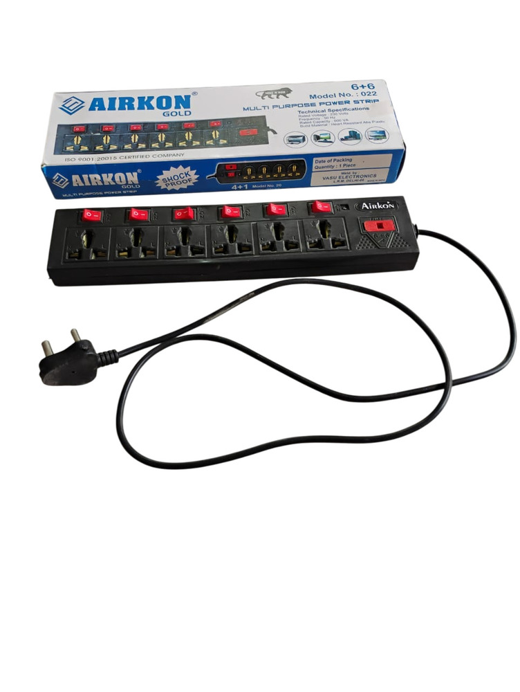 6+6 Power Strip - Color: Black