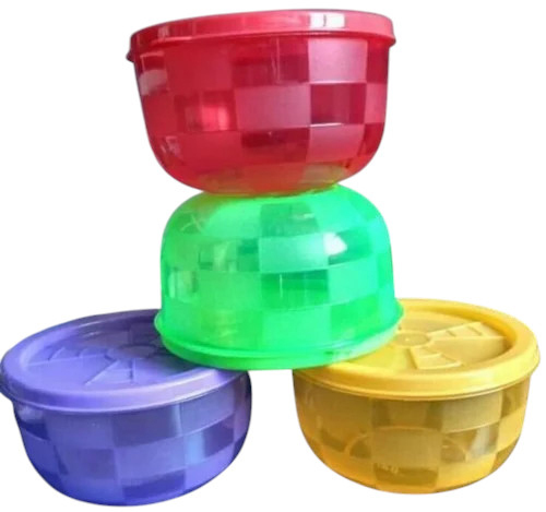 Plastic Food Container - Plastic, 500ml, Multicolor | Harmless Material, Round Shape, Modern Style, Plain Surface, Ideal for Household & Commercial Use