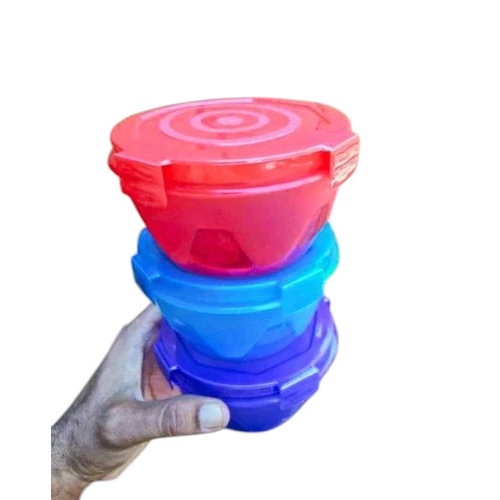 Plastic Food Container - Plastic, 500 ml, Multicolor | Round Shape, Modern Style, Plain Surface, Harmless for Household & Commercial Use