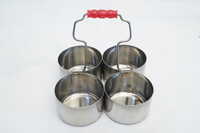 Masala Pot Holder With Folding Handle - Color: Silver