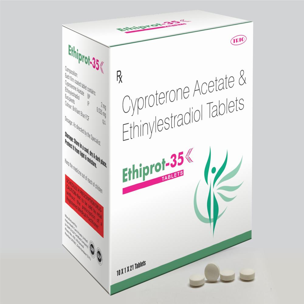 Ethinylestadiol 0.035 Mg  &cyproterone  2 Mg Tablets. - Physical Form: Tablets