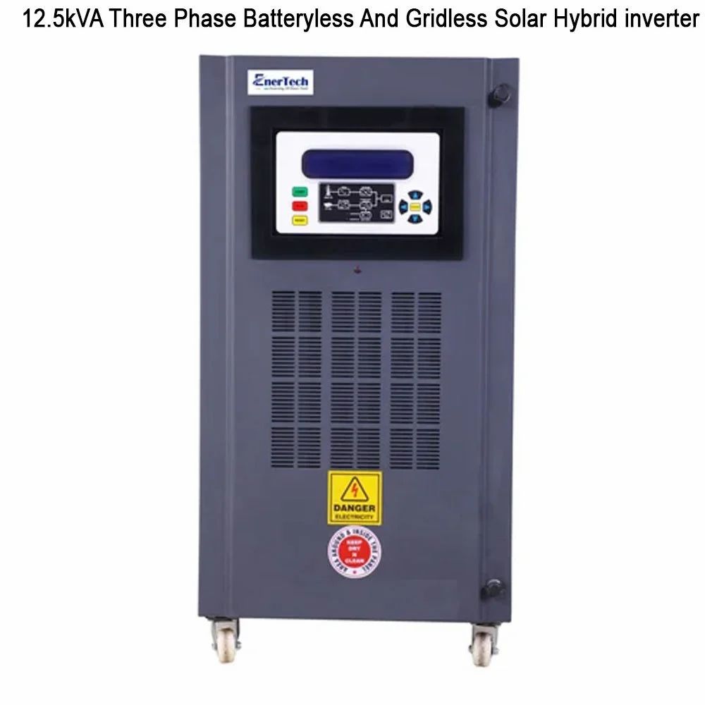 12.5kVA तीन चरण बैटरी रहित और ग्रिड रहित सौर हाइब्रिड इन्वर्टर