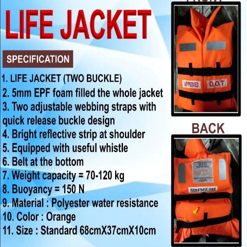 Swimming Pool Life Jacket - Waterproof, Manual Inflator, Bright Orange Color | High Visibility Safety Gear With 1-year Warranty