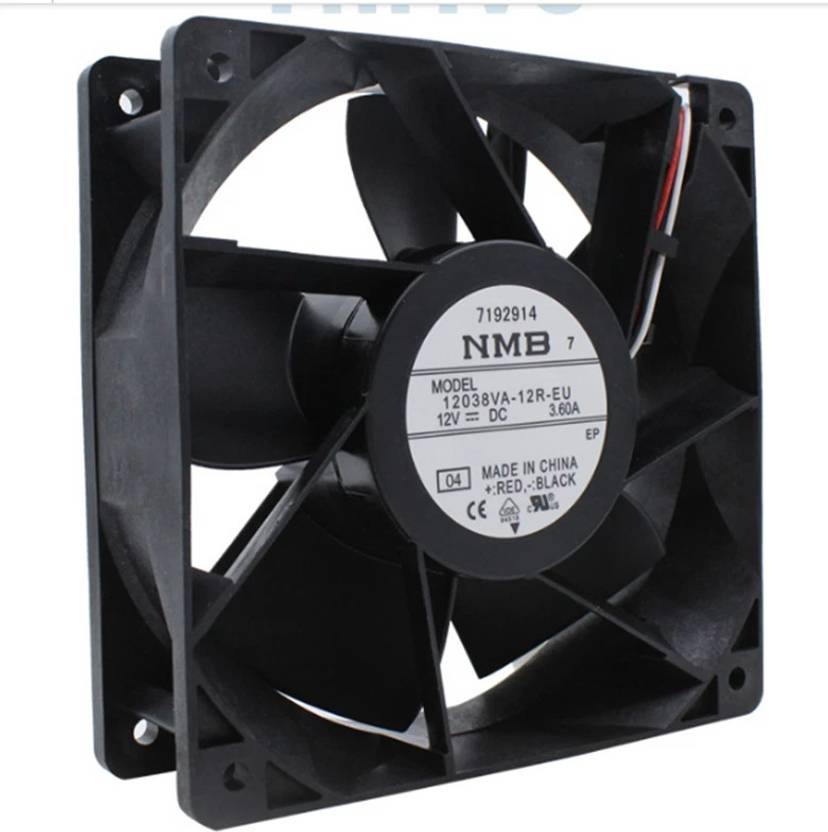 NMB 12038VA-12R-EU Axial Fan 12V-3.60A DC Brushless Air Cooling Fan 12038mm 2pin Fan with Heat Sinks All in one Cooler  (Black)