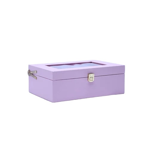 Purple Classic Decorative Gift Trunk Box With Transparent Acrylic Window - Features: Durable