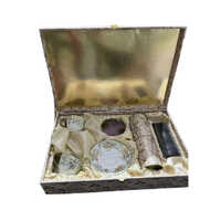 Two Jar Box And Two Tea Cups Golden Mdf Box