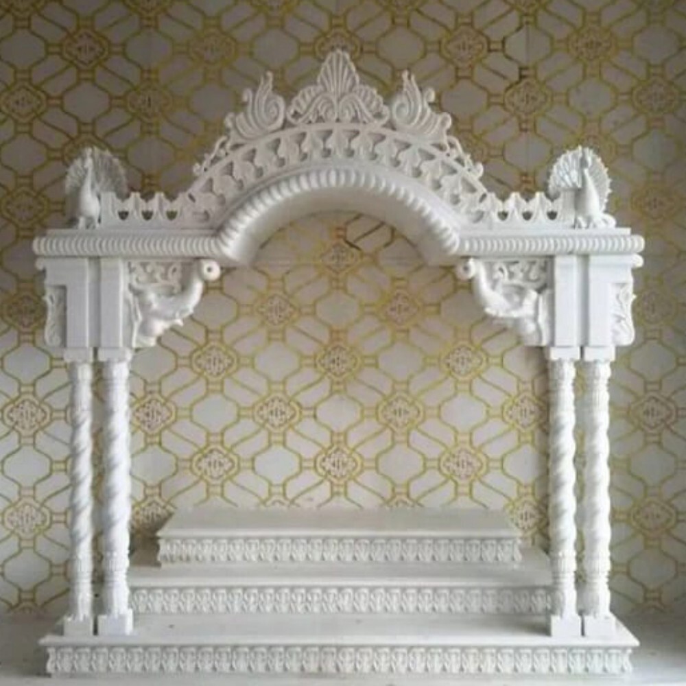 White Marble Pooja Temple - Design Type: Traditional