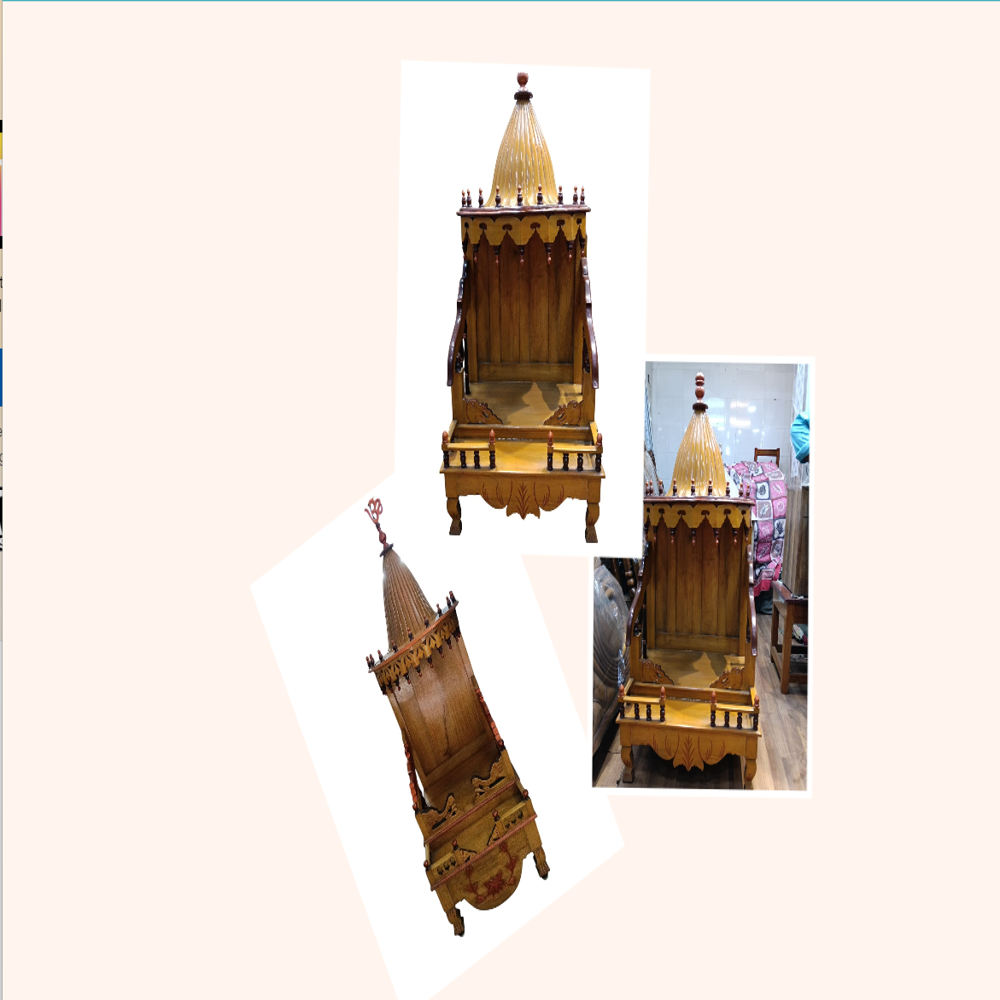 Wooden Lotus Mandir - Color: Brown