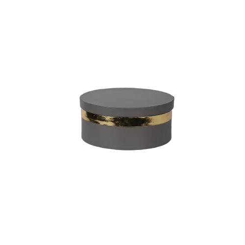 Round Shape Leather Basket Box For Hampers And Storage - Color: Gray