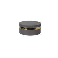 Round Shape Leather Basket Box For Hampers And Storage - Color: Gray