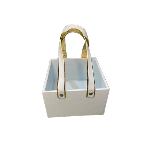 Faux Leather Basket - Color: White