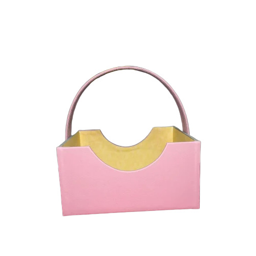 Plain Leather Basket - Color: Pink