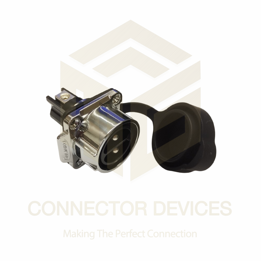 LP28 50A 2Pin Male Socket IP67 Waterproof Power Connector Flange Mount Metal Shell Screw Terminal