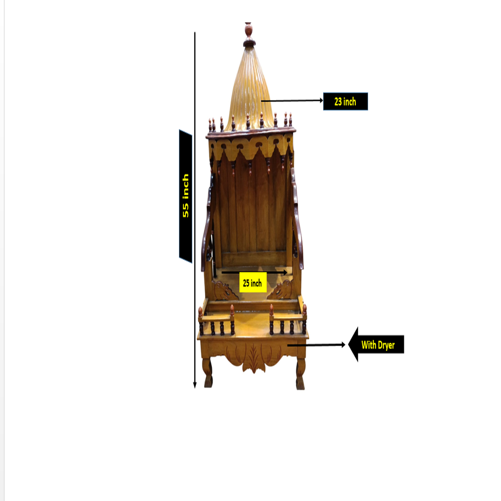 Wooden Lotus Mandir - Color: Brown