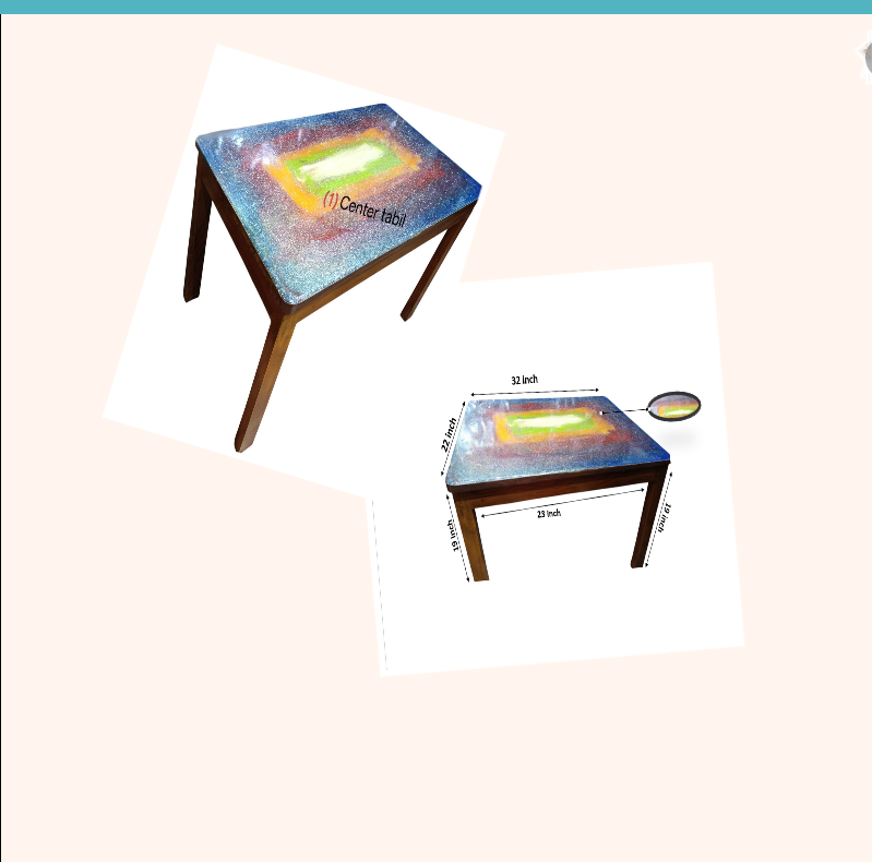 24x18 Inch Wooden Epoxy Tea Table - Application: No