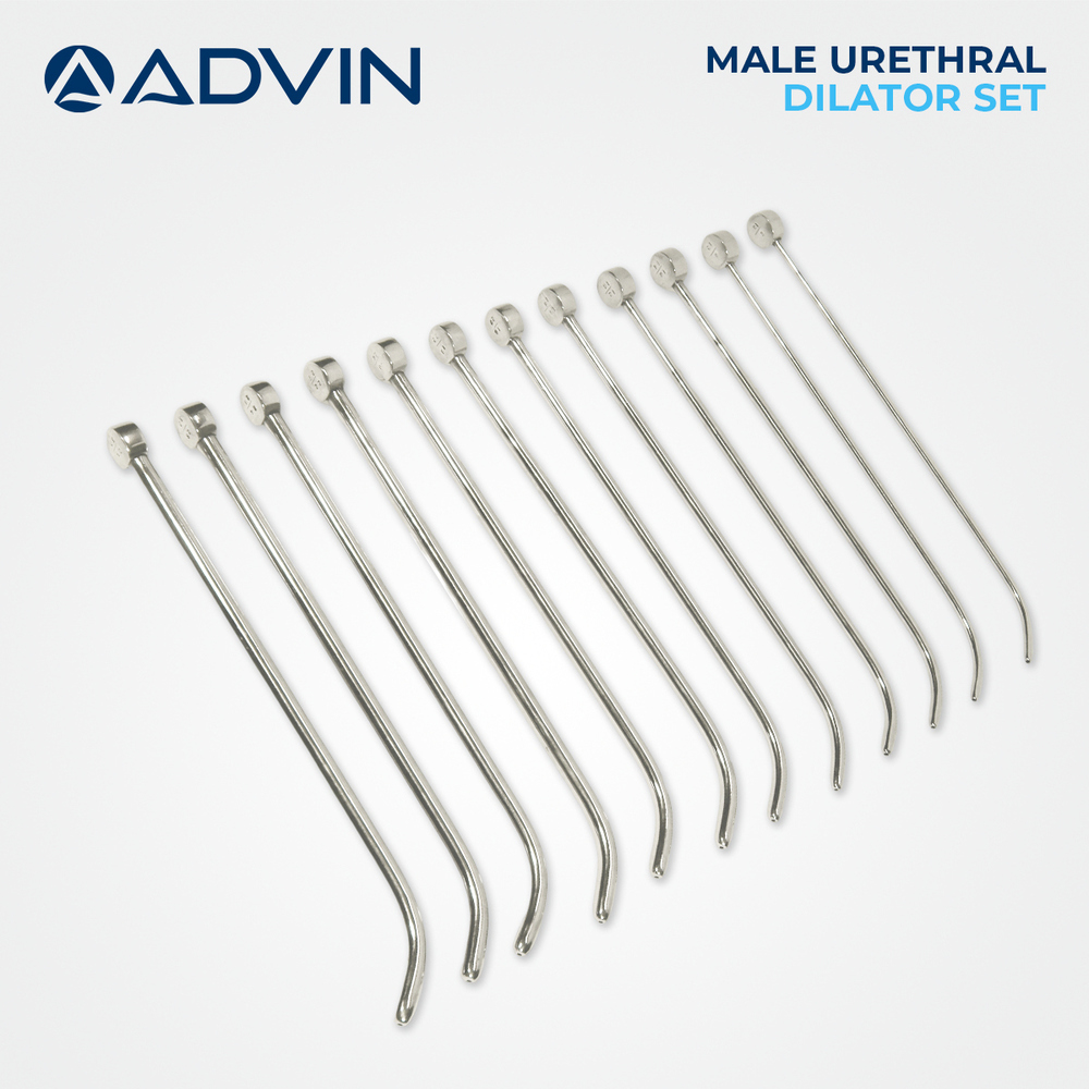 Male Urethral Dilator Set Advin - Stainless Steel, Complete Range Of Sizes For Progressive Urethral Widening, Durable And Autoclavable Design