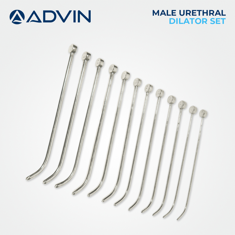 Male Urethral Dilator Set Advin - Stainless Steel, Complete Range Of Sizes For Progressive Urethral Widening, Durable And Autoclavable Design