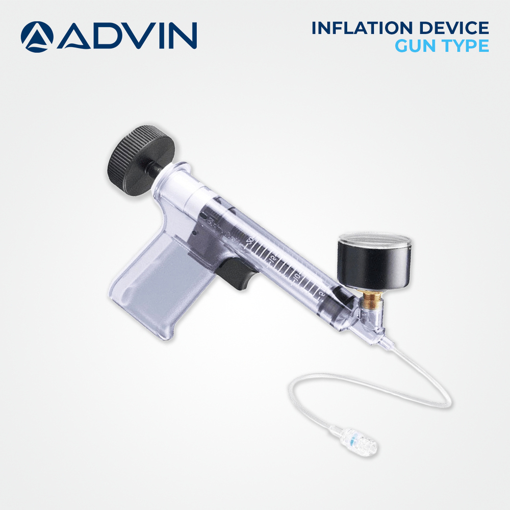 Balloon Inflation Device - High-pressure Braided Plastic Tubing | Ergonomic Handle, Luminescent Analog Pressure Gauge, Precise Manometer, No Leakage, Manual Operation, Real-time Operation, Designed For Angioplasty Dilation