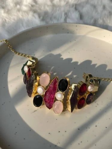Gemstone Choker Necklace - Beads Material: Stone