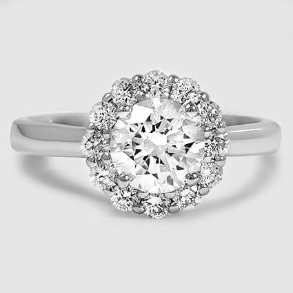 Lotus Flower Halo Diamond Ring - Diamond Clarity: I1