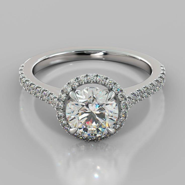 Lotus Flower Halo Diamond Ring - Diamond Clarity: I1