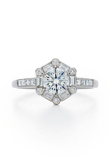 Lotus Flower Halo Diamond Ring - Diamond Clarity: I1