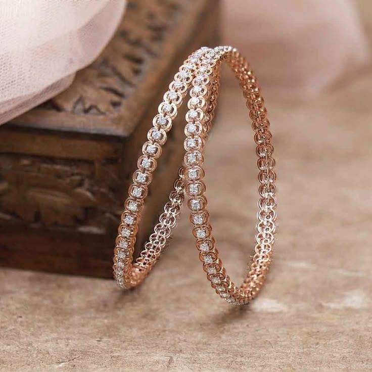 Elegant Diamond Cut Bangle - Diamond Clarity: I1