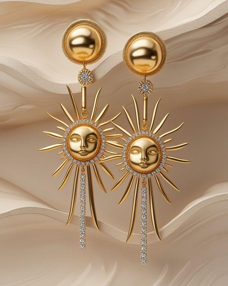 Sun Rays Gold Earrings - Color: As Per Requirement