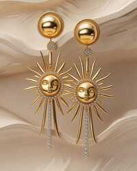 Sun rays Gold Earrings