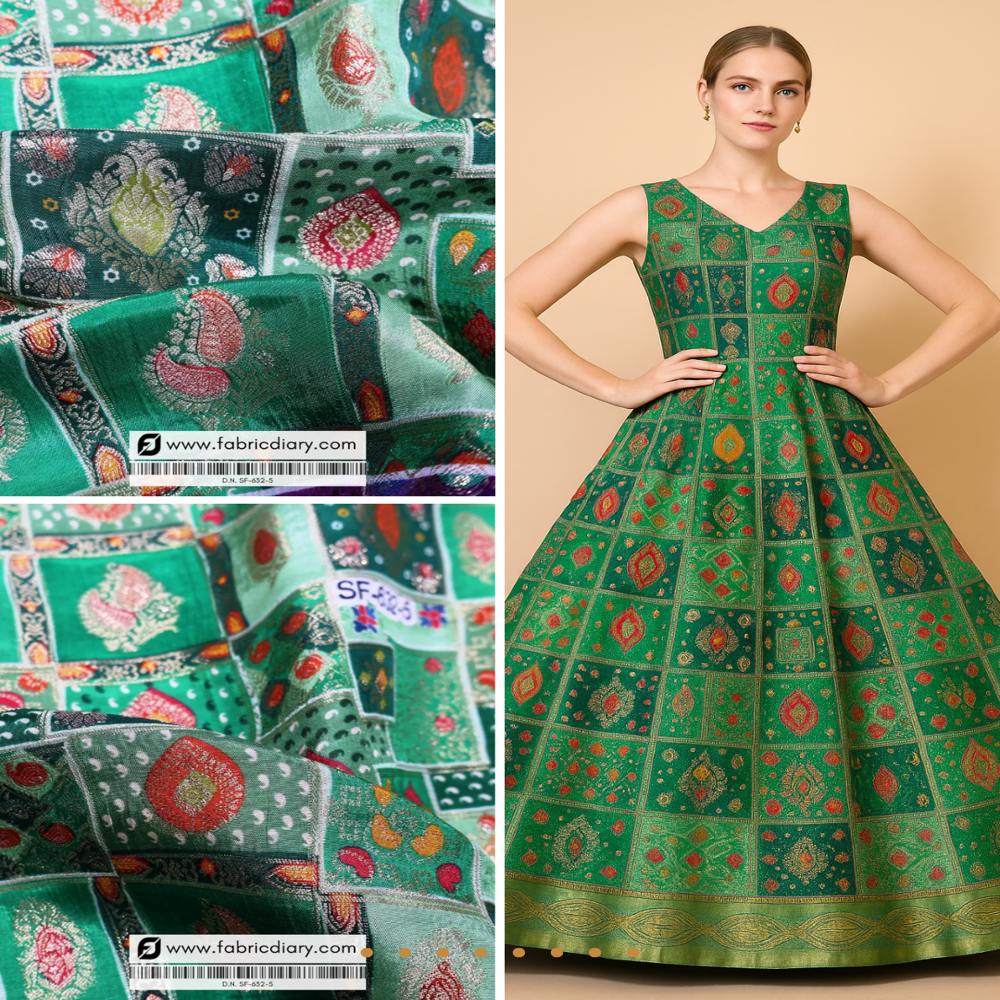 Mint Green Position Print Jacquard Fabric