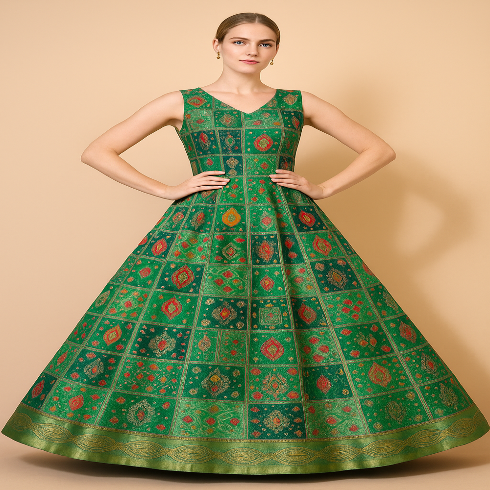 Mint Green Position Print Jacquard Fabric