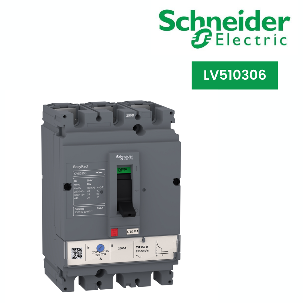 Lv510306-circuit Breaker Easypact Cvs100b, 25 Ka At 415 Vac, 80 A Rating Thermal Magnetic Tm-d Trip Unit, 3p 3d - Frequency: 50/60 Hz Hertz (Hz)