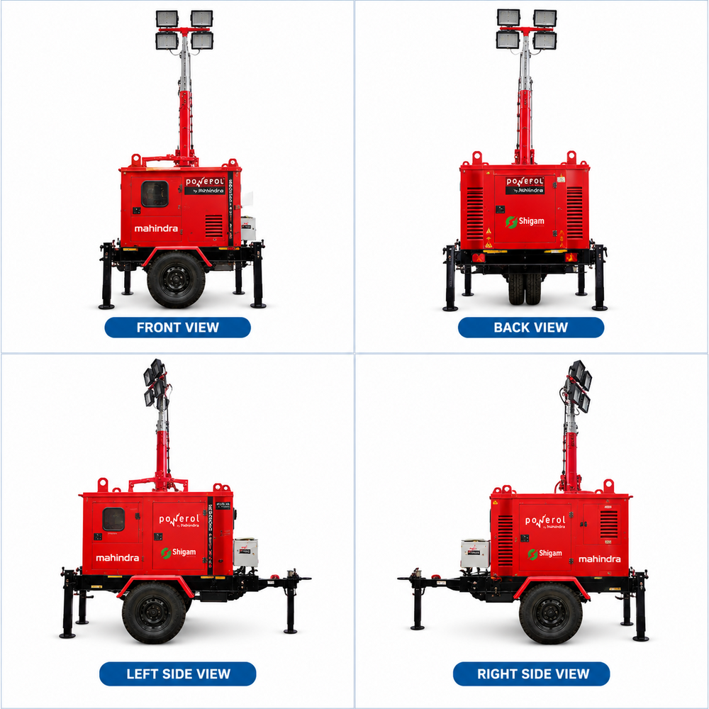 5 Kva - 7.5 Kva Mobile Lighting Tower - Color: Red