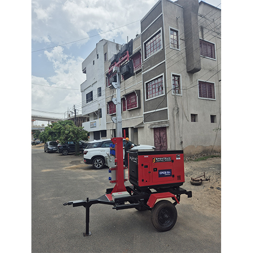 Trolley Mounted Portable Lighting Tower - Color: Red And Black